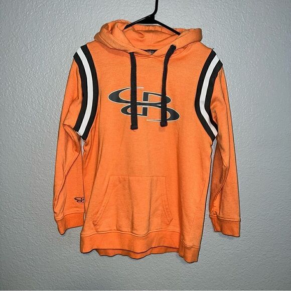 Boombah Youth Logo Drawstring Kanga Pocket Pullover Hoodie Sweatshirt Orange XL - Picture 2 of 8